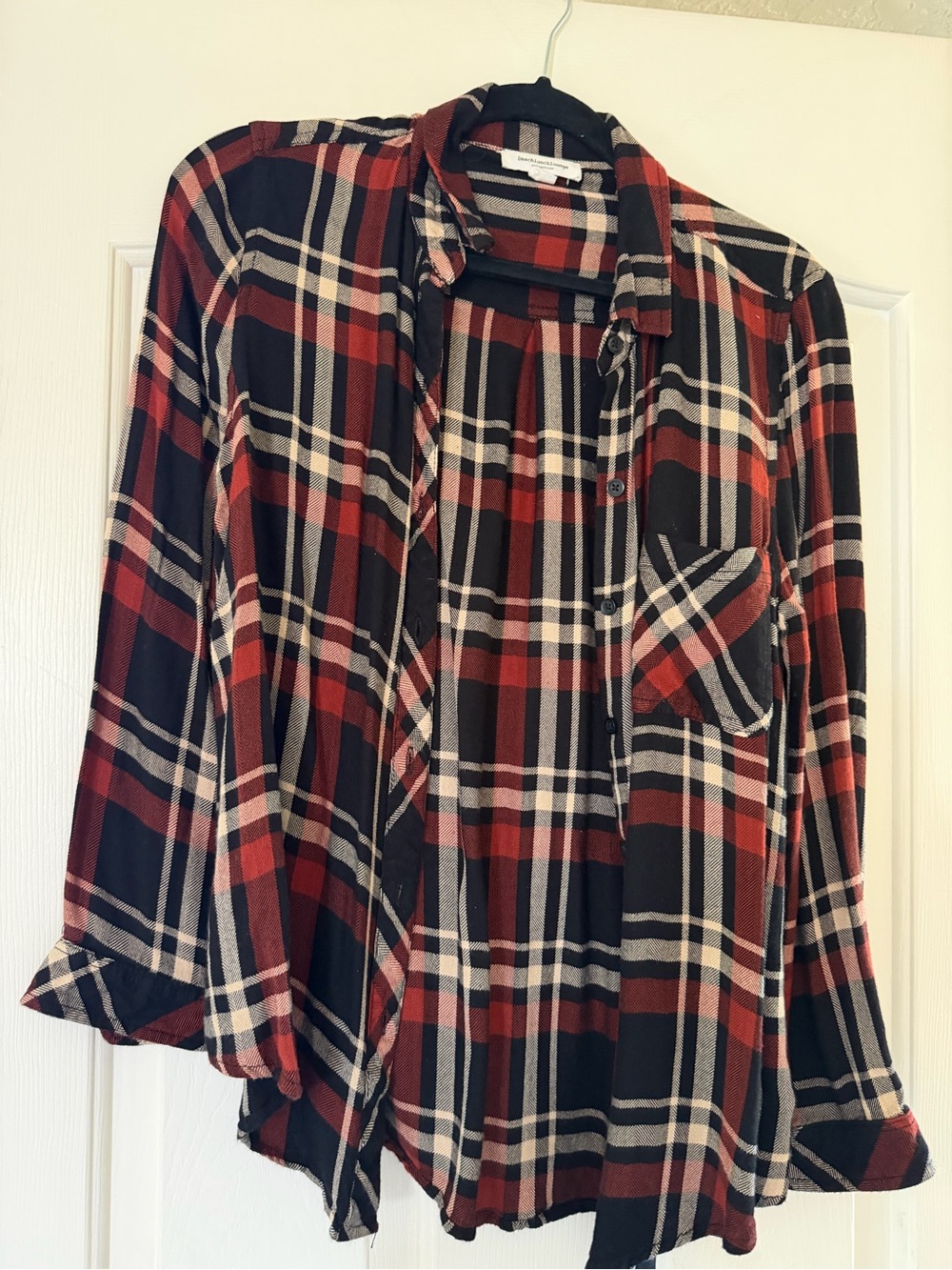 beachlunchlounge Black and Burgundy Plaid Button-Down